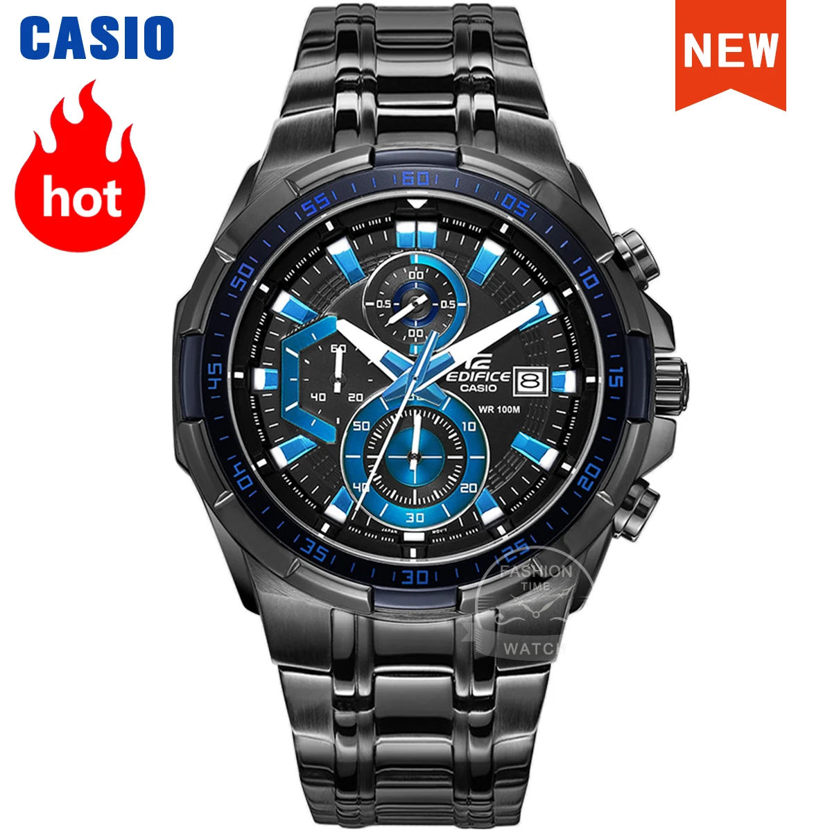 Casio Edifice watch men top luxury Luminous Chronograph Black IP coating new...