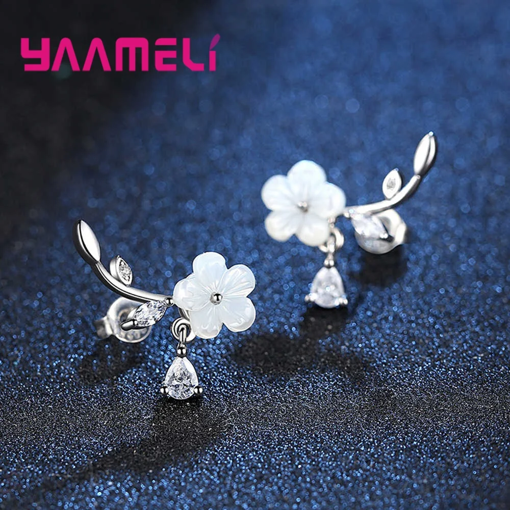 

New Trendy 925 Sterling Silver Flower Earrings For Women Branch Plum Blossom Flower Stud Earrings Fashion Jewelry Gift