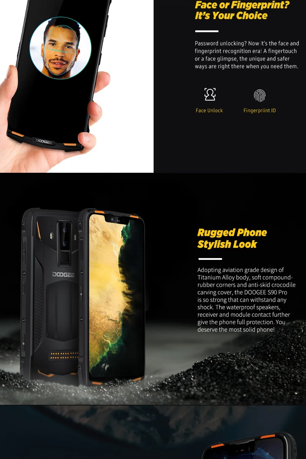 DOOGEE S90 pro 6GB 128GB мобильный телефон IP69K водонепроницаемый ударопрочный 5050mAh 6,18 ''FHD MT6771 Восьмиядерный 16MP NFC 4G смартфон