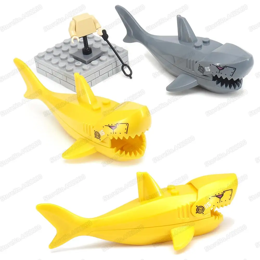 Mechanical Gold Shark Building Block Deep Sea Diving Figures Equipment Military Technology World Model Child Christmas Gift Toys | Игрушки и