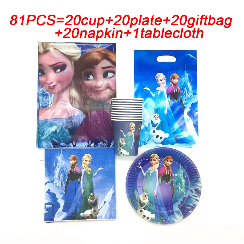 Forzen-B-(1) Disney Принцесса День Рождения Замороженные вечерние Эльза Принцесса Набор украшения вечерние принадлежности тарелка чашки баннер для детей декор для вечеринки в честь Дня Рождения - Цвет: Forzen-B-(1)