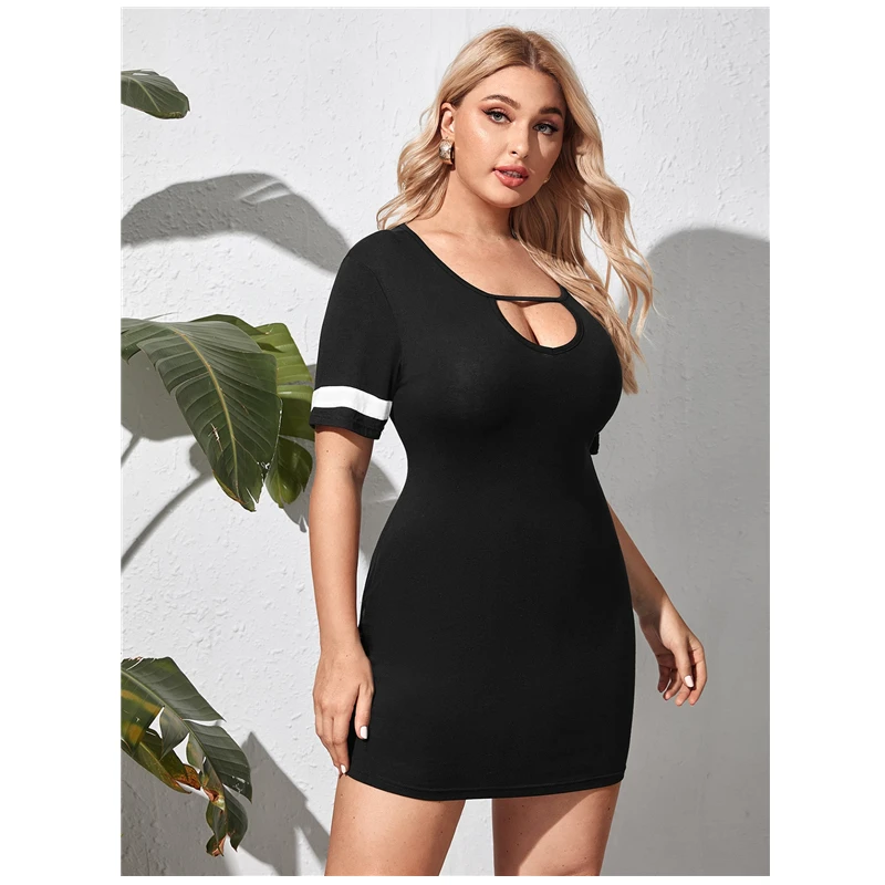 

Летнее платье с коротким рукавом, женское от 2XL до 7XL, размера плюс, ажурное облегающее вечерние платье, Повседневное платье T2550