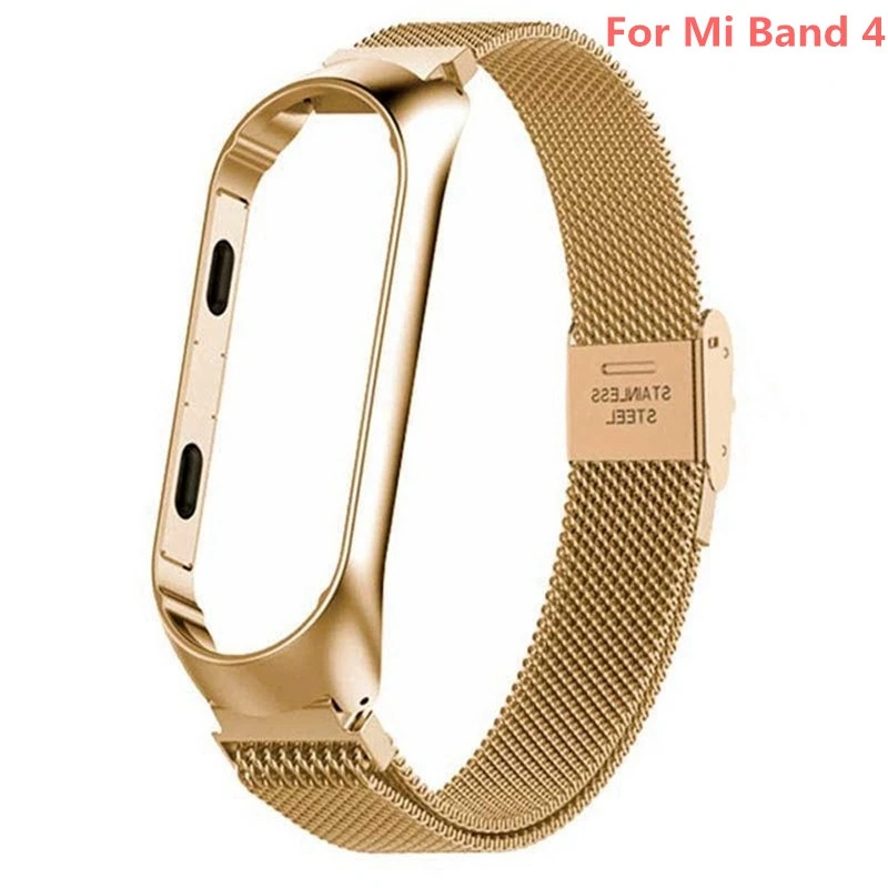 gold 4 Xiaomi mi ремешок 3/4 кожаный ремешок для Xiaomi mi 3 сменный Браслет Безвинтовые ремешки металлический ремешок для mi band 4 аксессуары - Цвет: gold 4