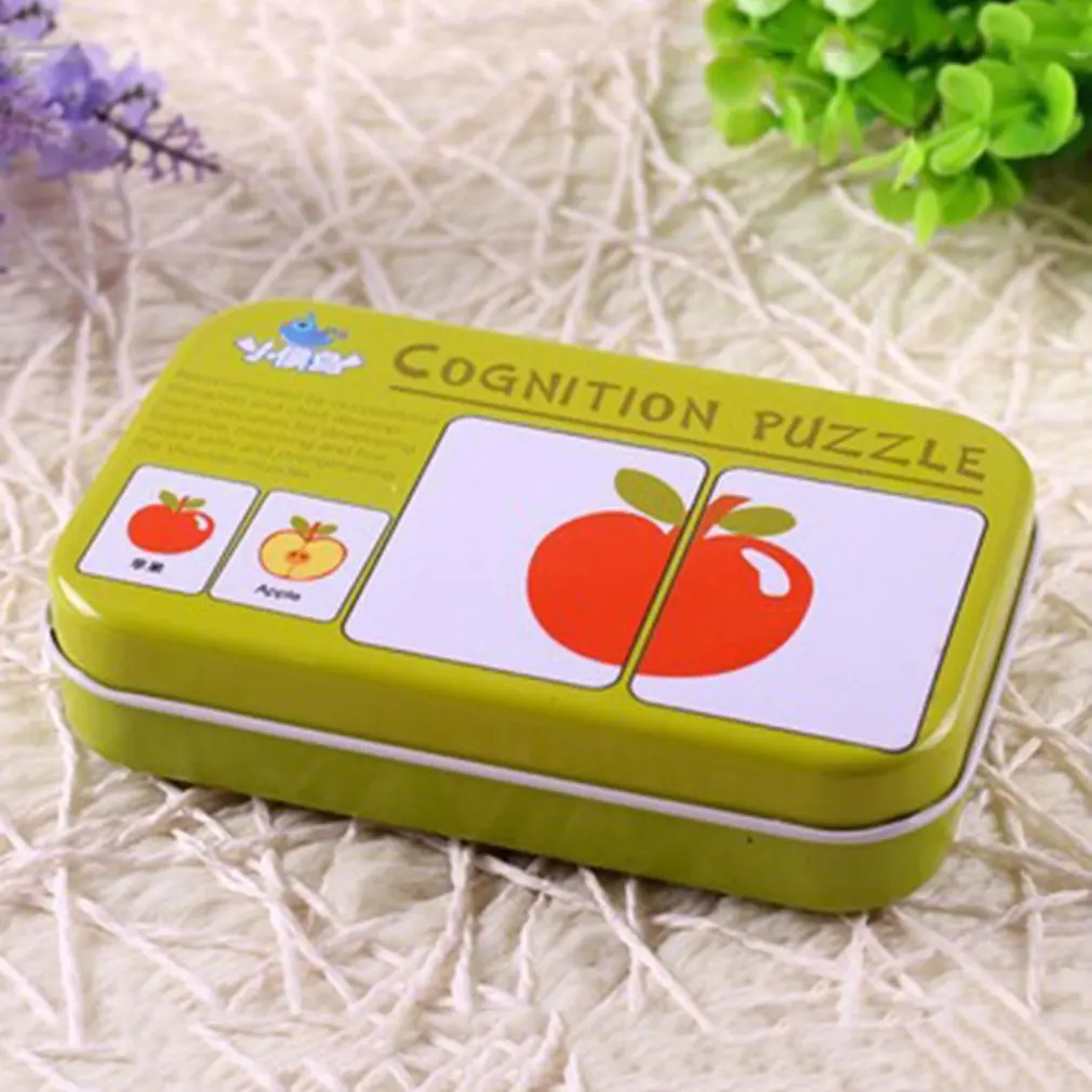Baby Learning Card Children Cognitive Card With Iron Box Kids English Learn Tool montessori Educativos Tools Table Game Puzzle