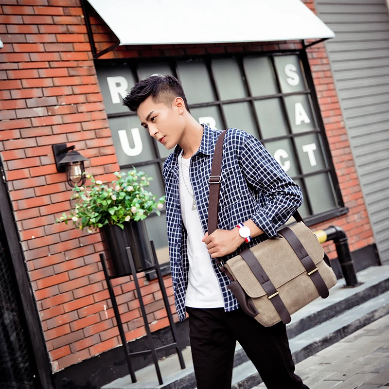 

Fashion Men's Single Shoulder Bag Vintage Trendy Canvas Retro Messenger Bag Stylish Casual Male Crossbody Shoulder Bag Free Ship