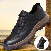 2021 man leather casual shoes fashion sneakers outdoor light waterproof hiking shoes men casual sports walking shoes