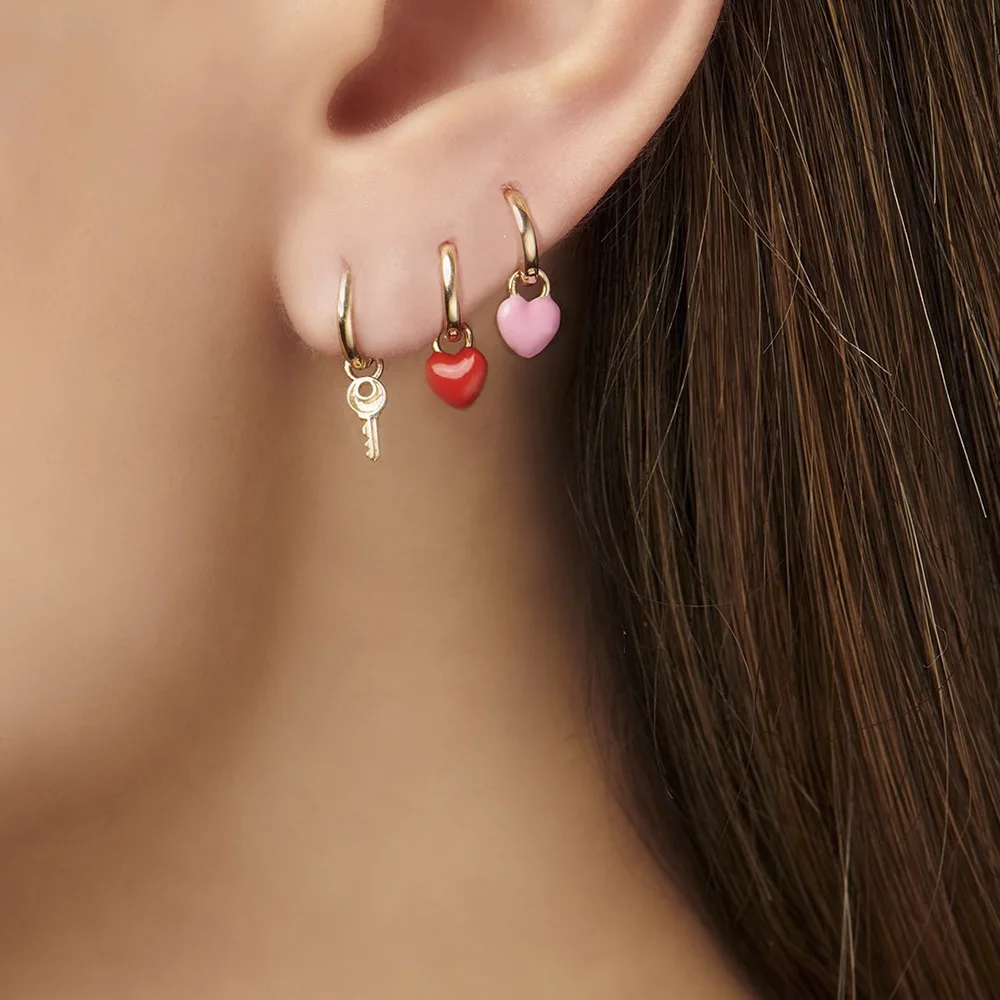 Милые маленькие золотые серьги huggie с цифрами и сердечками 1 шт. модные круглые