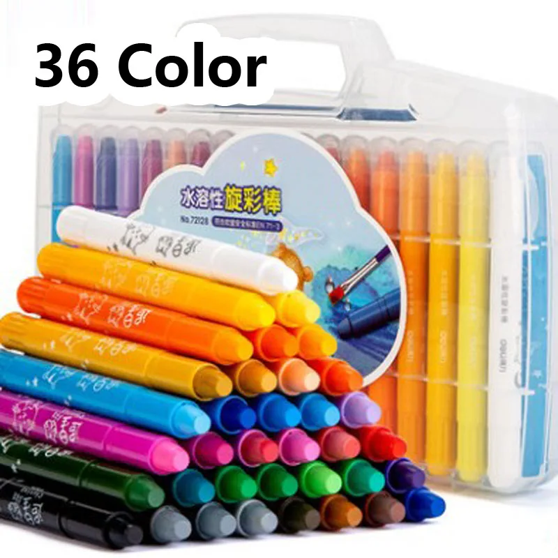 child rotating washable drawing crayon set baby bathroom easy erase oil pastel silky crayons pastel pencil for kid 122436color free global shipping