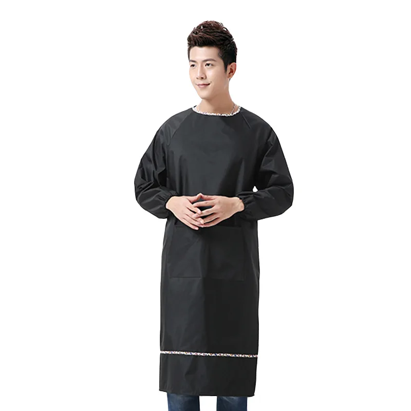 Мужской фартук с длинными рукавами водонепроницаемый и маслостойкий смокинг для