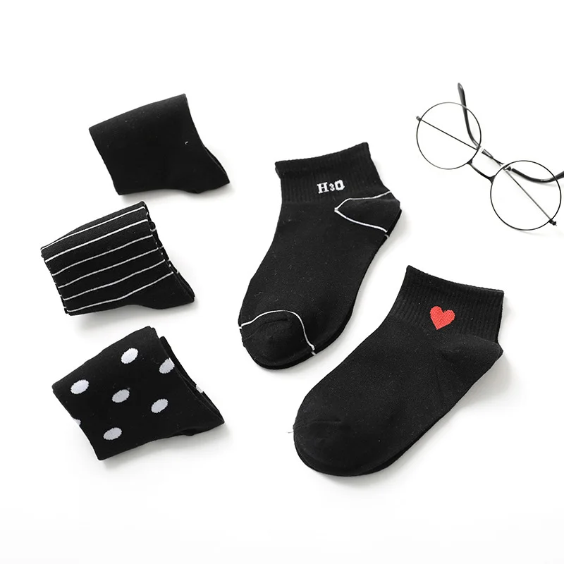 2020 New Female Sox Lovely Printing Comfortable Cotton Ankle Socks Girls Invisible Boat Shallow Mouth Black | Женская одежда