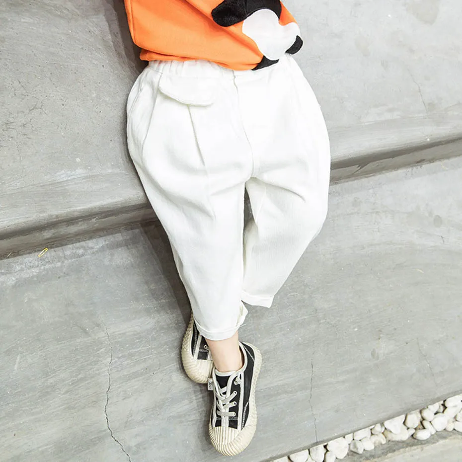 Джинсы для маленьких девочек джинсы повседневные стильные детей однотонная