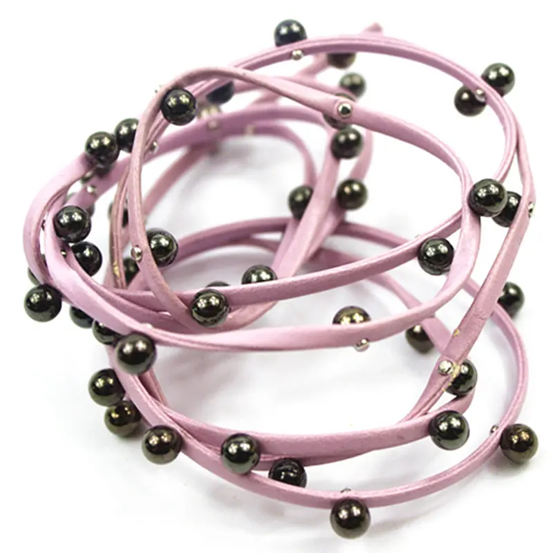 Sisi ремесла Бисероплетение Лента розовая 3 мм лента ПУ с жемчугом плоская отделка