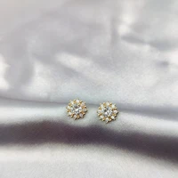 luxurious glitter zircon stud earrings for women girl fashion jewelry wedding earrings 925 silver needle gold color piercing