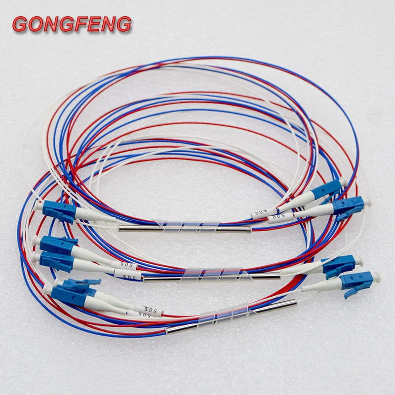 10pcs New Mini Optic Fiber Splitter 0.9mm Steel Tube SM LC UPC 1x2 Pull Cone 50:50 Fiber Optic Splitter Special Free Shipping
