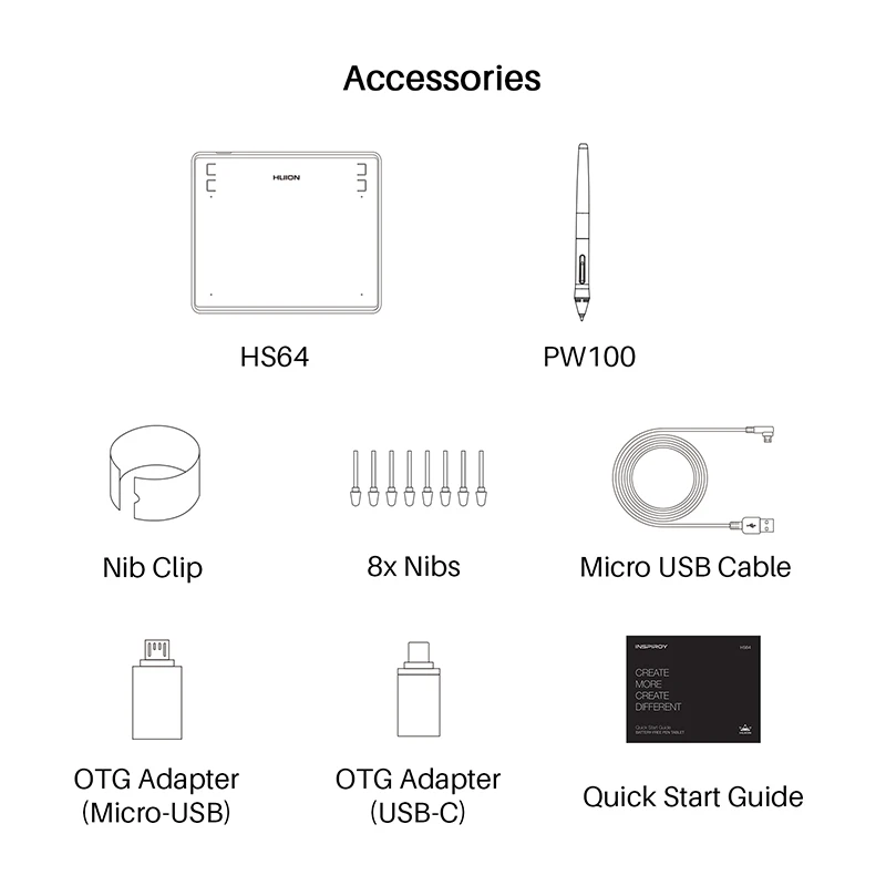 

Huion Newest HS64 6x4inch Graphic Drawing Tablet Digital Pen Tablet with Battery-Free Stylus for Android macOS