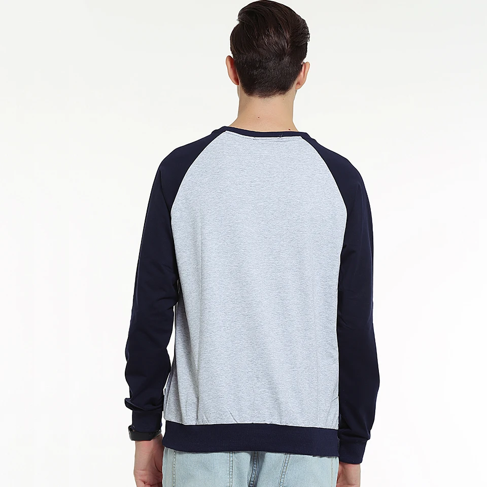 Мужская хлопковая толстовка высокого качества с круглым вырезом темно-синего