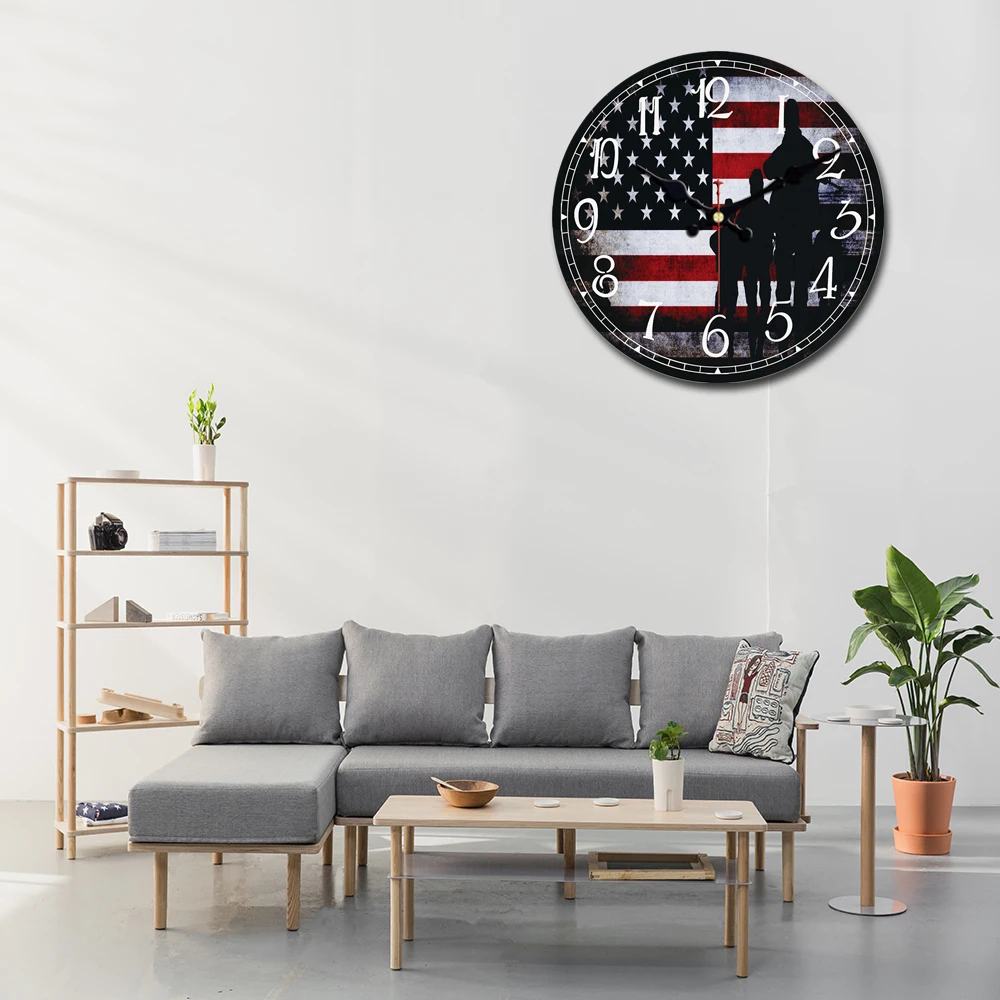 RIHE Национальный флаг не тикают деревянные картонные настенные часы для