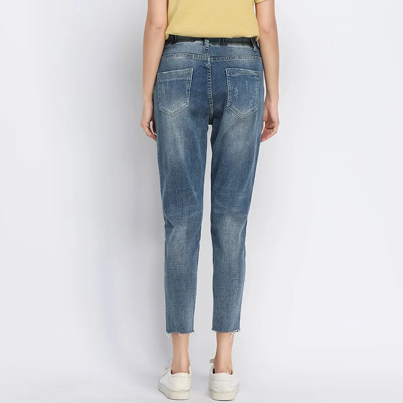 

6XL 7XL 8XL Plus Size Women Summer Elastic Waist Ankle Length Harem Denim Jean Mom Femme Korean Woman Stretch Thin Jeans Mujer