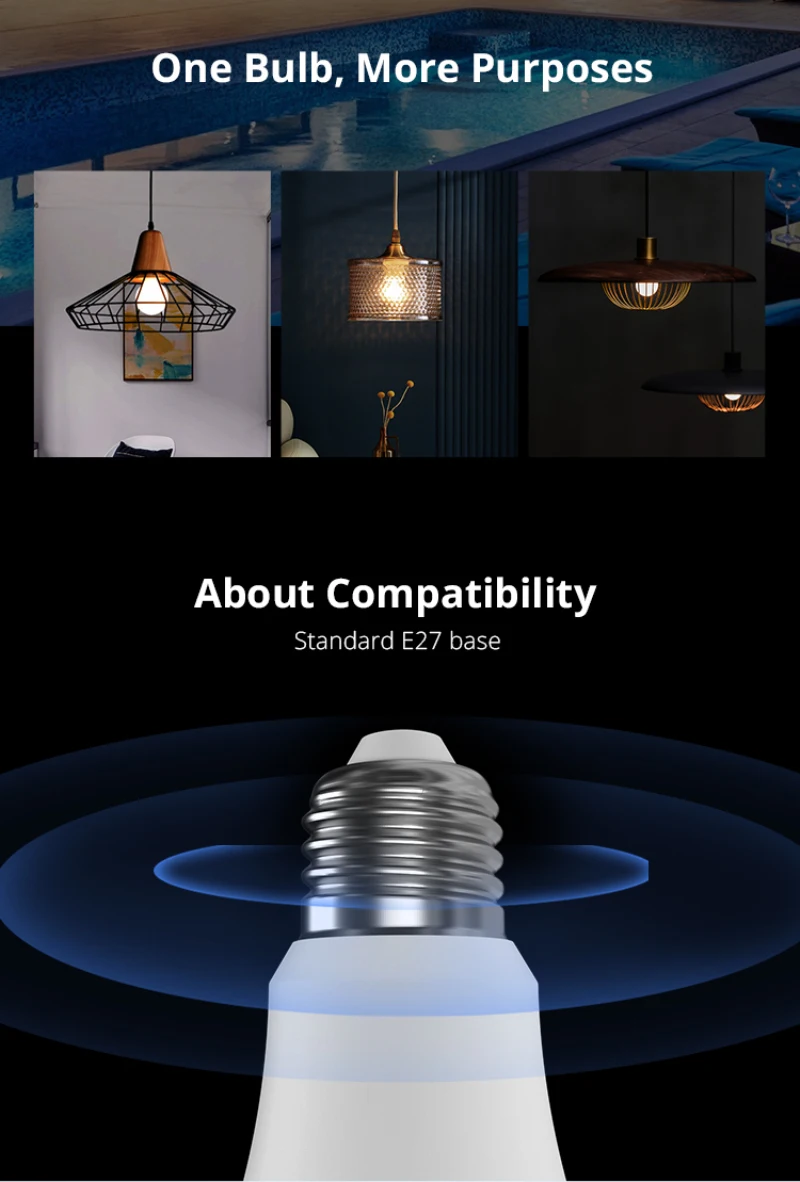 

SONOFF B02-B-A60/ B05-B-A60 WiFi Optional Smart LED Bulb E27 Dimmable RGB Lamp Bulbs 9W 220V-240V Smart Home EWeLink APP Control
