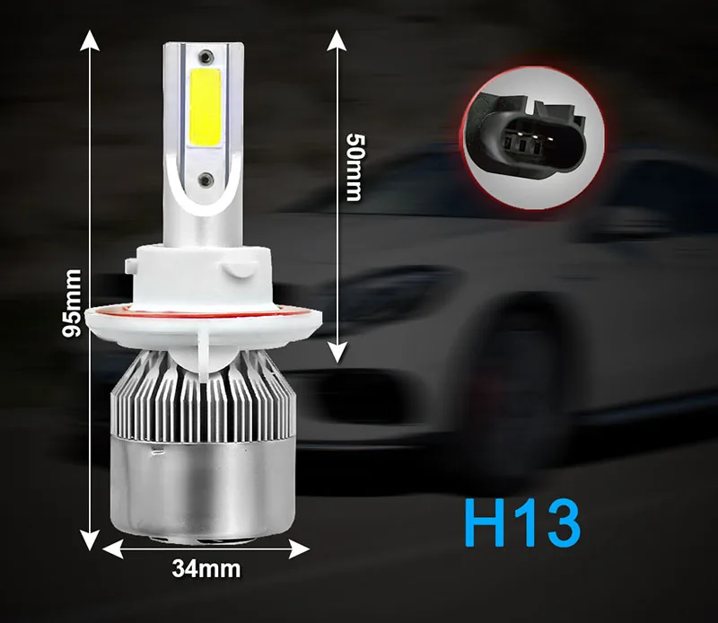 2 шт./лот C6 светодиодные фары лампы Conversion Kit огни 72W фары для 8000LM HB3 HB4 9004 9005 H1 H3 H4 H7 Авто COB машинные 6000K