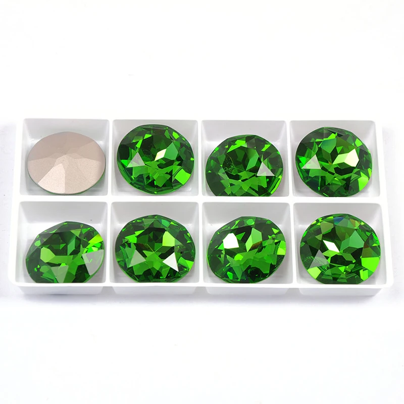 YANRUO 1201 27mm Peridot Round Fancy Stones Silver And Gold Claw Setting Point Back Strass Crystal Rhinestones For Dresses | Дом и сад