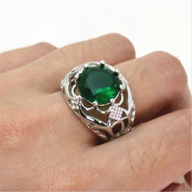 

Vintage Hollow Flower Round Crystal Rings For Lady Jewelry 2021 Trendy Silver Plated Girls Bride Wedding Ring Accessories