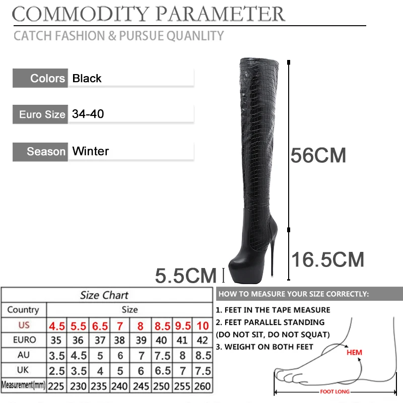 

BYQDY Over the Knee Boots Round Toe Women Shoes Snake Print PU Leather Thigh High Boots Platform Sexy Thin Heeled Footwear 34-40