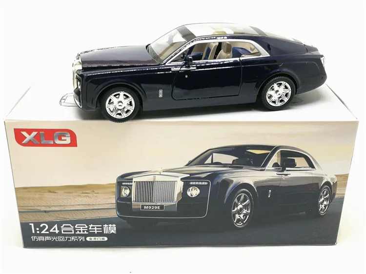 Высокая модель автомобиля из 1:24 сплава Rolls-Royce shadow, металлическая модель со звуком и светильник, игрушки для детей, подарки