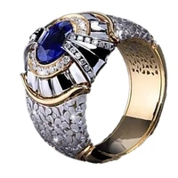 blue zircon vintage dragon scale gold color ring for mens fashion ring elegant jewelry gift