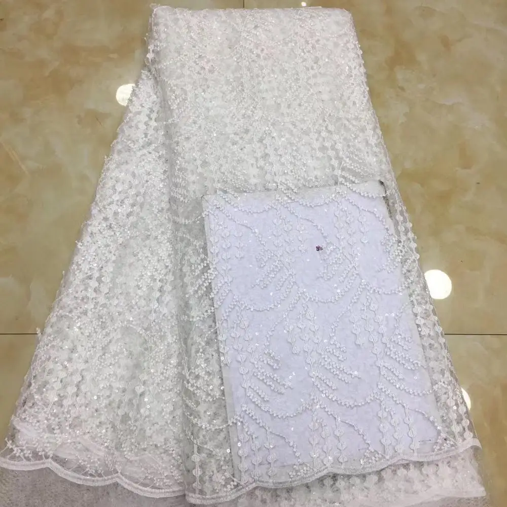 Лидер продаж сетчатая Кружевная Ткань 5 ярдов темно-синяя вышивка французское