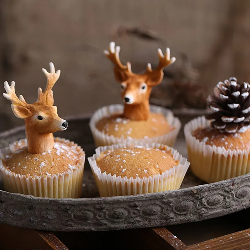Рождественский олень силиконовая 3D голова оленя форма для торта Форма шоколада