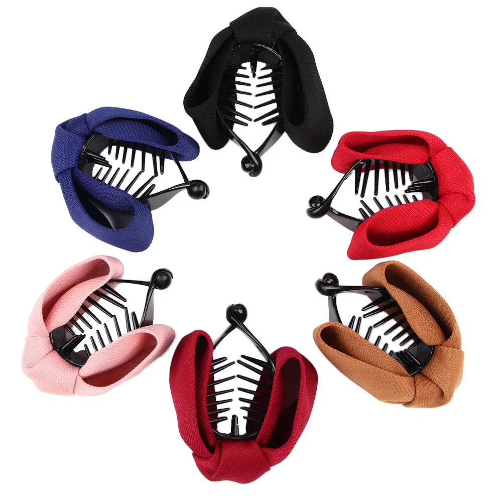 Корейские женские элегантные заколки для волос с большим бантом однотонные