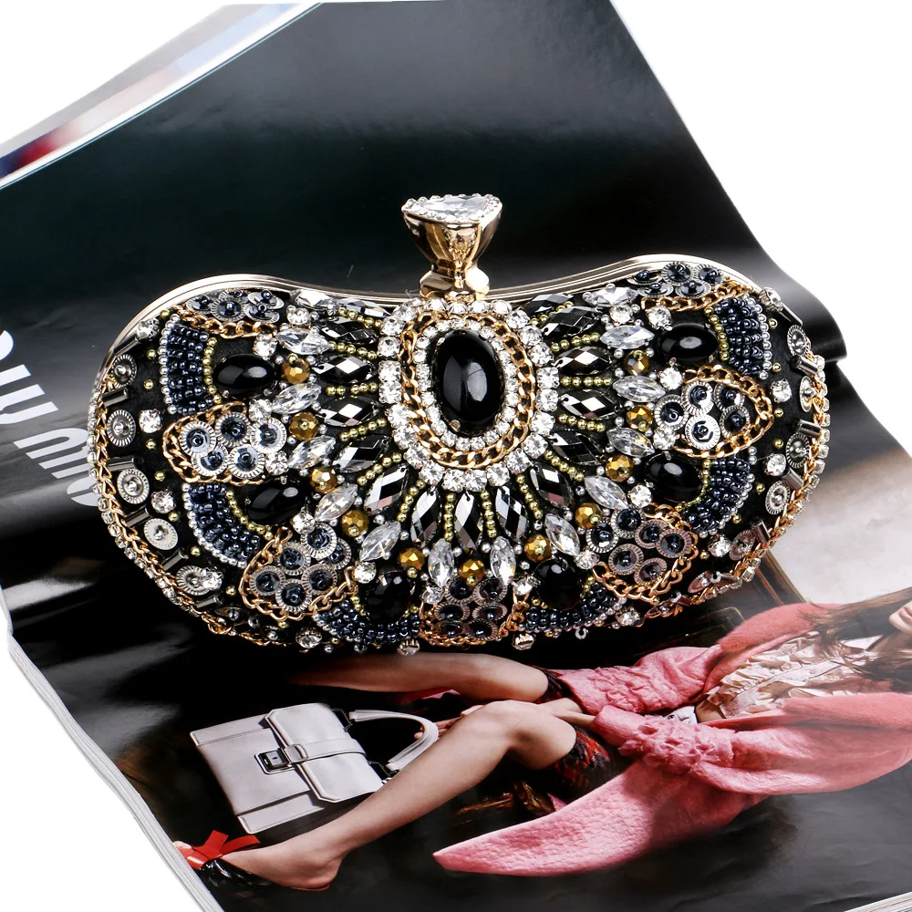 

Diamond Evening Clutch Bags Luxury Crystal Rhinestone Pearls Beaded Wedding Women Purse Handbags Wallets Clutch Bag DF50CB