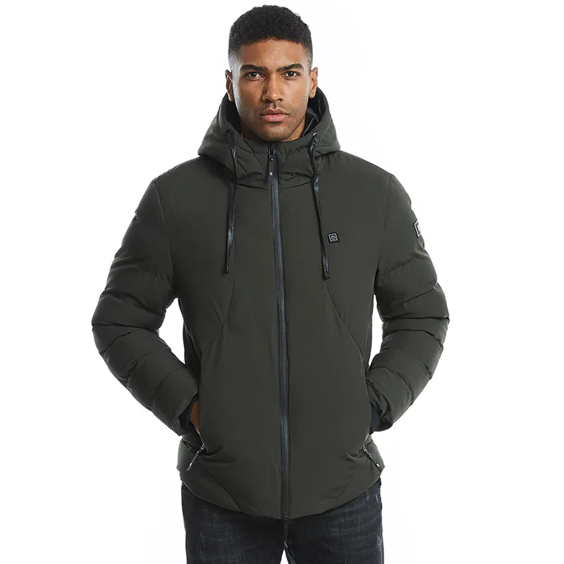 

USB Charging Heating Cotton Coat 4 Areas Electric Heating Men's Winter Smart Heating Down Cotton Clothes Outdoor Men Jackets