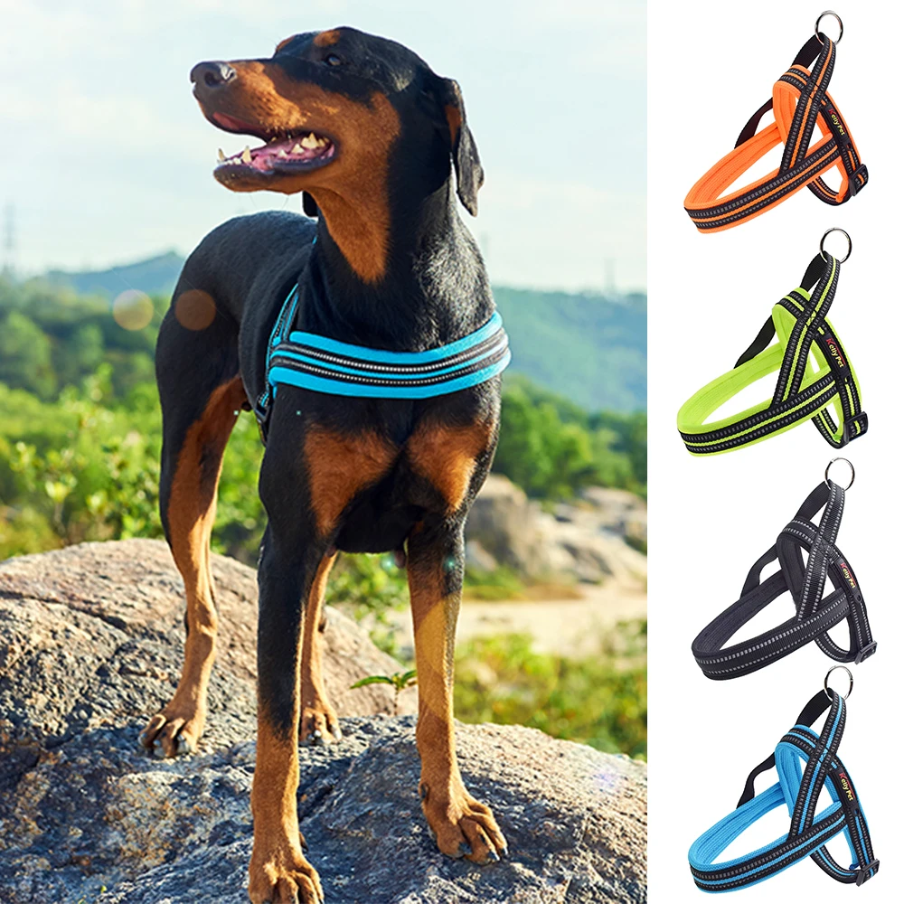 Nylon Heavy Dog Pet Harness Collar Adjustable Reflective Security Big Large Medium Small Harnesses Vest Dogs Supplies | Дом и сад