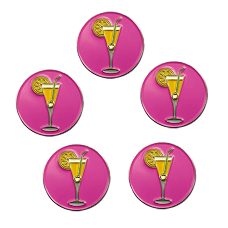 5 CUPS PINMEI Embossied Golf Ball Marks наборы из 5 маркеров для гольфа Подарки для гольфа для леди / детей, подходящие для любых магнитных зажимов для шляп для гольфа - Цвет: 5 CUPS