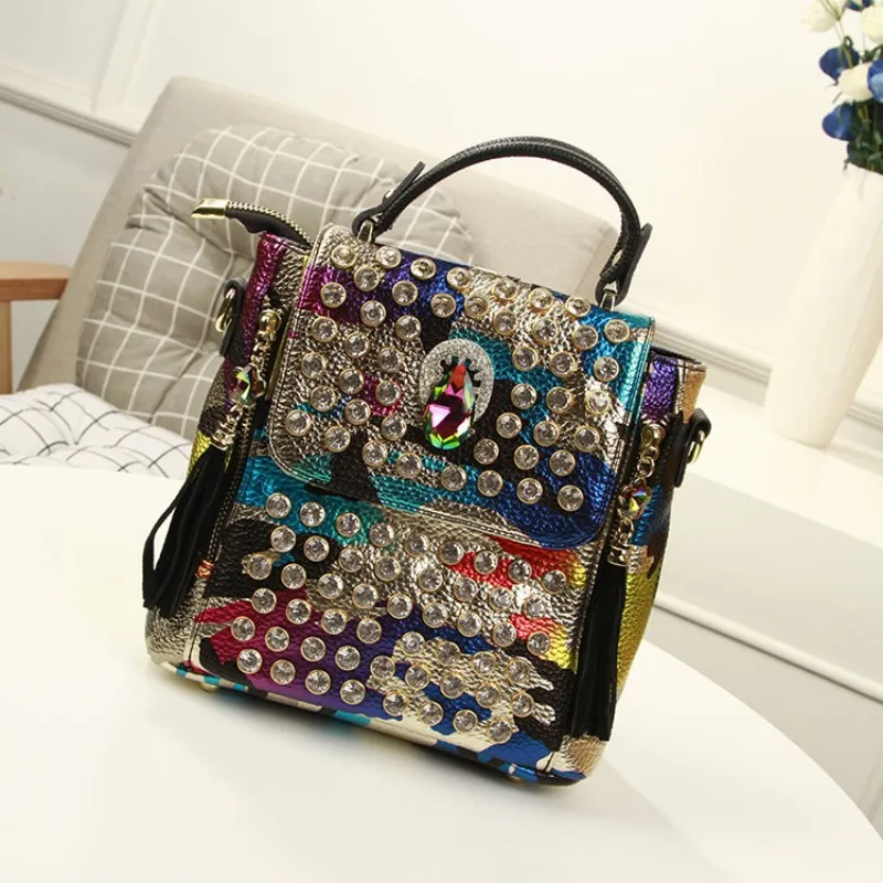 

Уличный рюкзак, Модный маленький женский рюкзак с бриллиантами, женский рюкзак через плечо с леопардовым принтом, Женский дорожный Рюкзак-в...