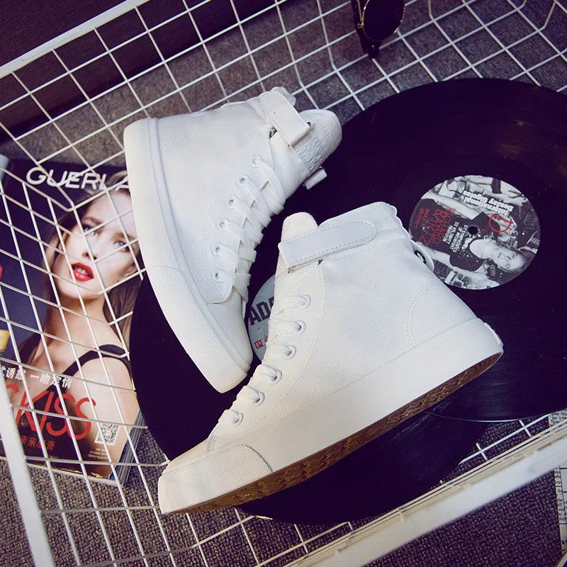 Парусиновая обувь коллекция 2019 года женская модная на молнии Высокий Верх