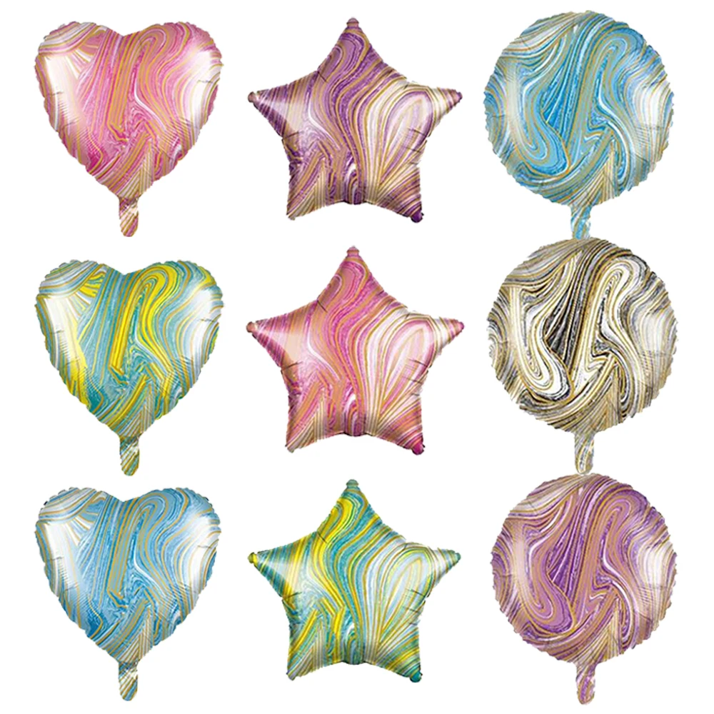 

10pcs 10/18inch mix marble balloons star heart foil balloons wedding birthday party decoration helium globos pentagram air balls