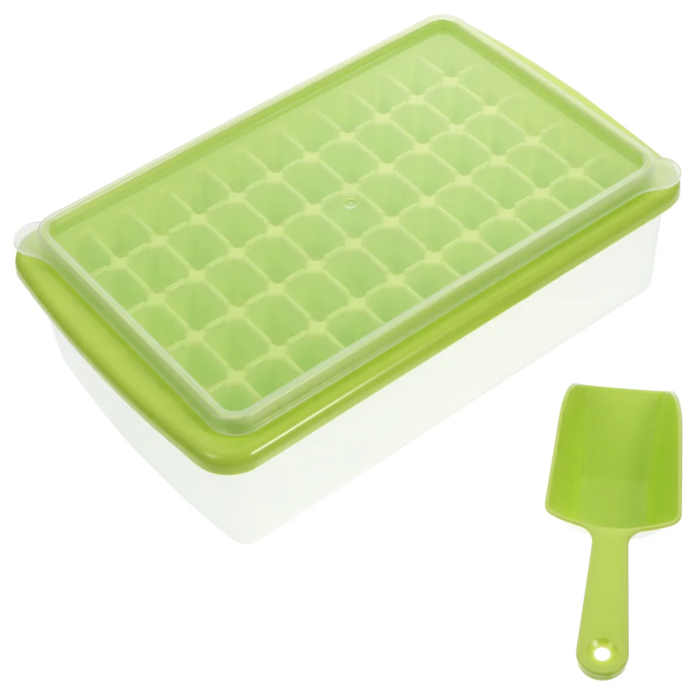 

1 Set Homemade Ice Cube Tray Box Ice Scraper Set Ice Molds (Green Transparent)