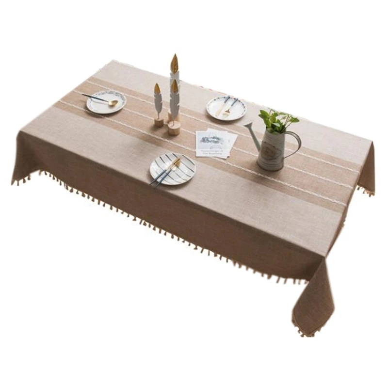 

Rustic Lattice Tablecloth Cotton Linen Waterproof Tablecloths Burlap Table Cloths for Kitchen Dining