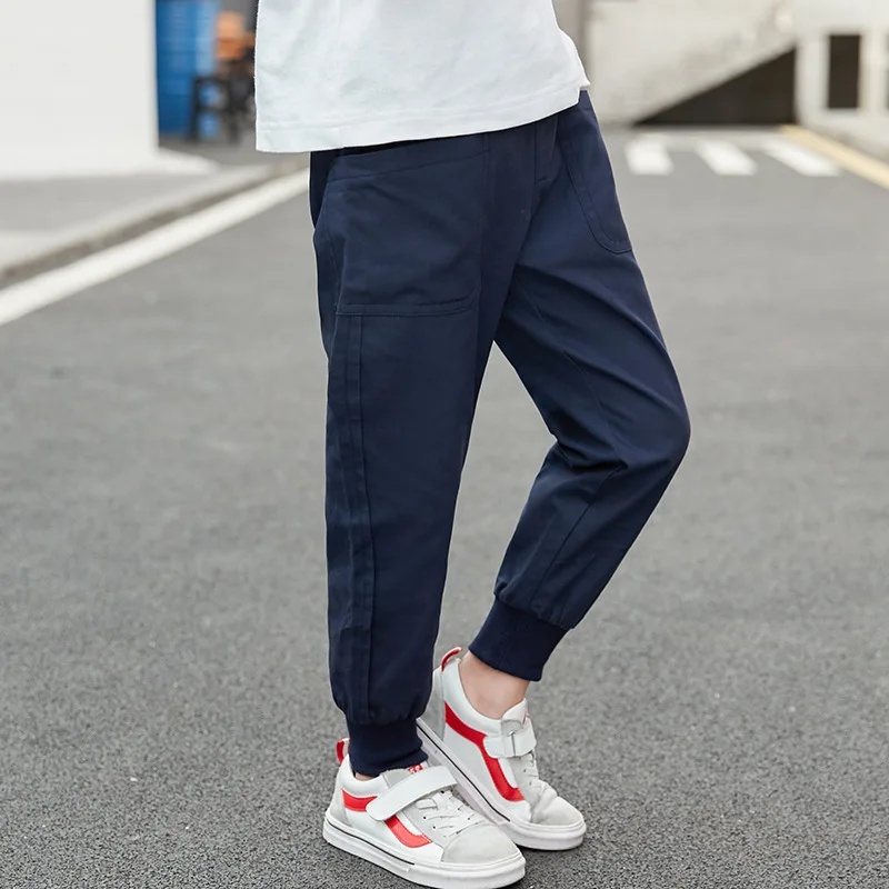 

2021 Boys Pants Boys Cargo Trousers Teens Kids Clothes Boy Cotton Sweatpants Overalls School Children's Elastic Waist Long Pants