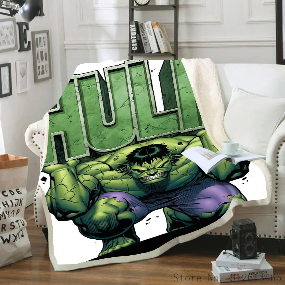 

Disney Hulk Spider-Man Iron Man Captain America Funny Character Blanket 3D Print Sherpa Blanket on Bed Home Textiles