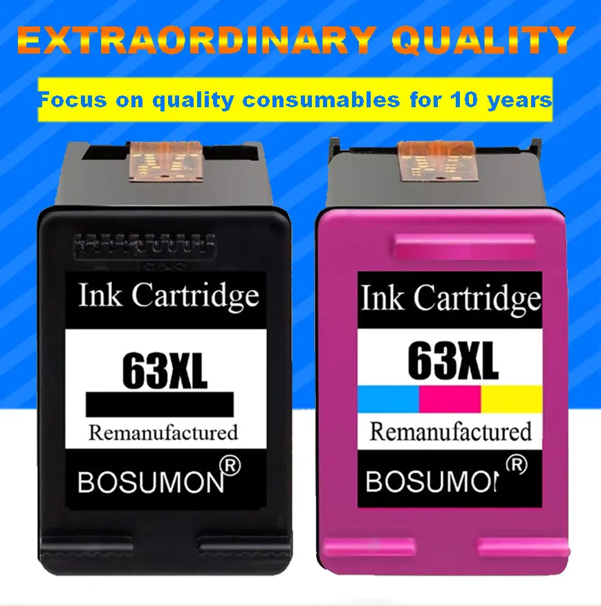 Bosumon CP 63 оптом для hp 63 63XL чернильный картридж для hp Officejet 3833 5255 5258 4650 3830 hp DeskJet 2130 1112 3632 принтер