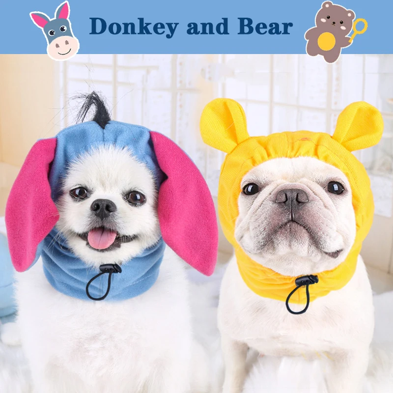 

Donkey Bear Style Pet Dog Cat Hat Cap Adjustable Headdress For Small Dogs Cats Hats Cap French Bulldog Pug Puppy Pet Accessories