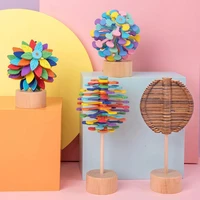 wooden spirals lollipop colorful wooden lollipop magic toy rotating stress toy spinnings funny relief wand sequence fibonac l0j9
