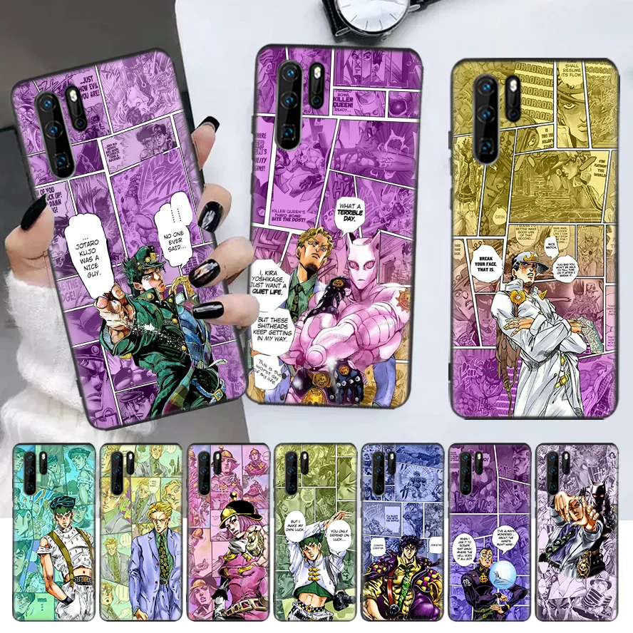 

JoJo Bizarre Adventur Anime Black Phone Case For Huawei P30 Lite P20 Pro P40 P10 Mate 20 40 30 10 P Smart Z Plus Pattern Cover