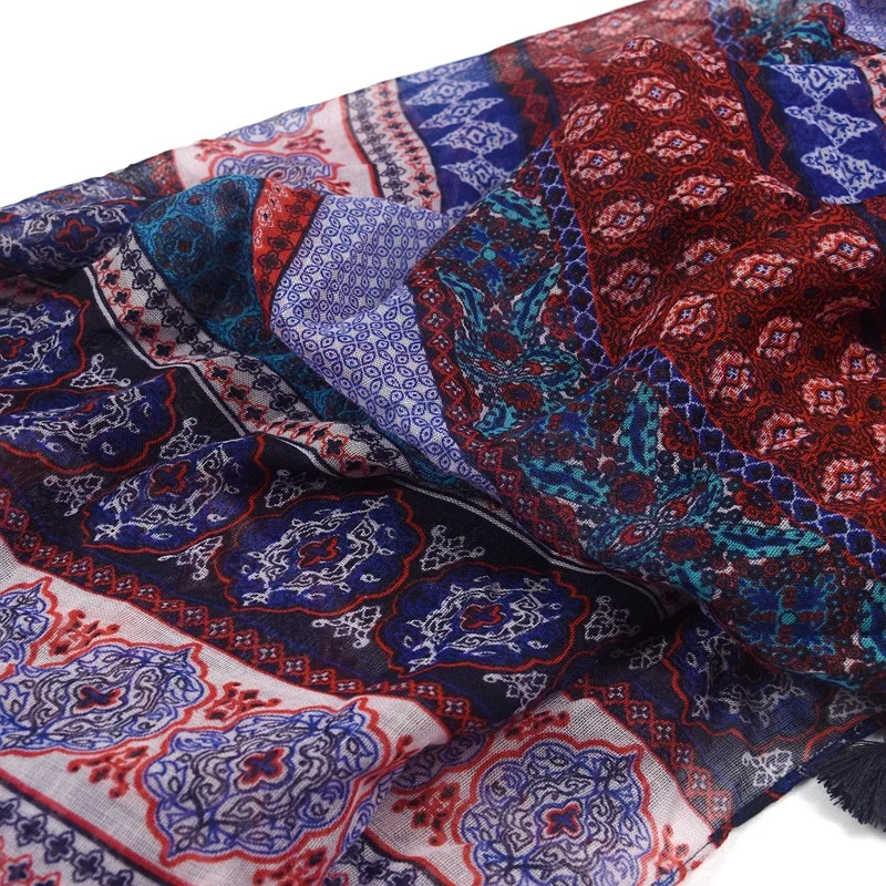 Новинка 2021 шарф с кисточками и геометрическим принтом длинные мягкие пляжные