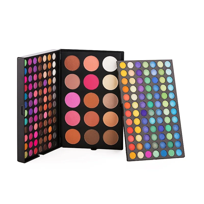 Palete №183 для макияжа глаз водостойких теней, включающий в себя глиттерные, матовые и пигментированные оттенки пудры, а также румяна и консилер. Содержит прессованные тени для глаз.