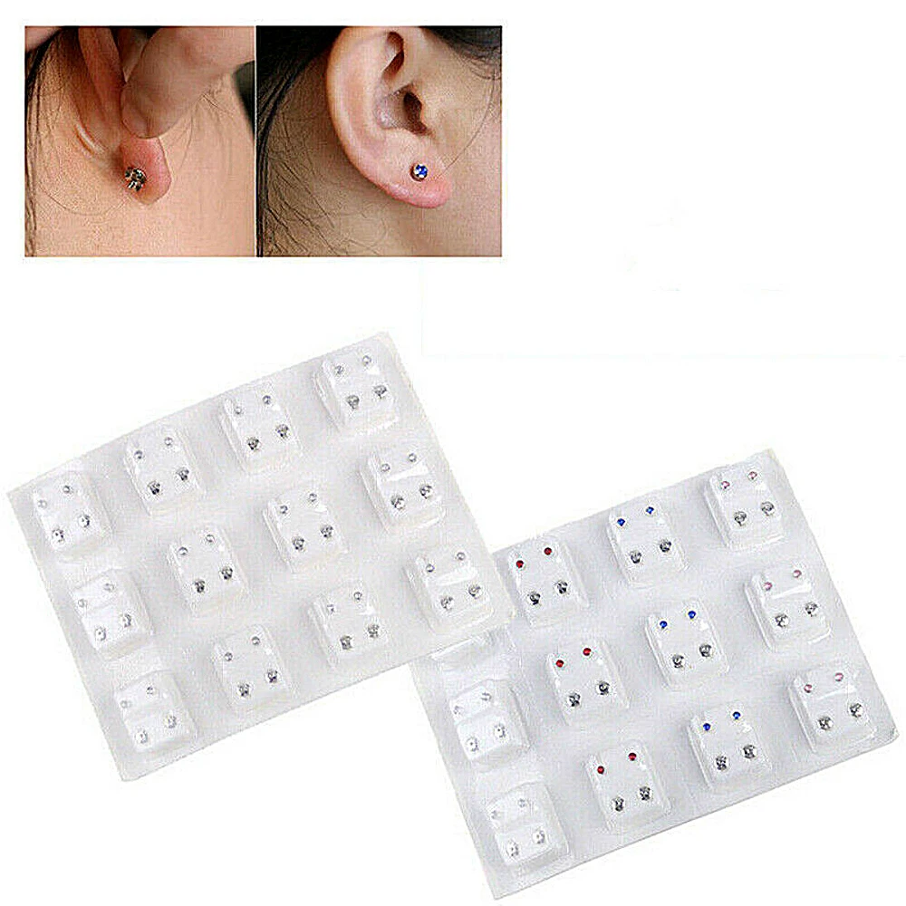 

12 Pairs Ear Piercing Special Ear Studs Surgical Steel Ear Studs Earrings Set Medical Ear Piercing Tool Kits Jewelry Accessories
